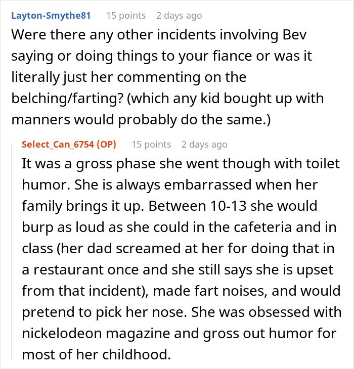 Online conversation discussing fiancée’s obsession and bullying behavior affecting personal relationships.