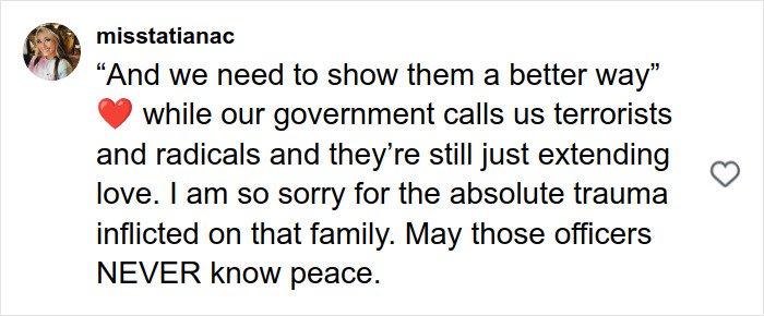 Comment expressing sorrow and support for Renee Good’s wife after the fatal ICE incident impacting the community.