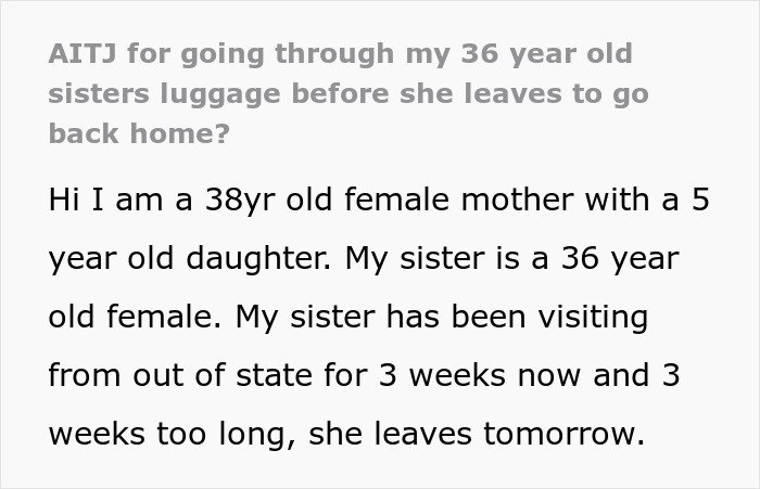 Woman caught stealing 5-year-old niece’s skirt and lying about it, claiming it was an accident during family visit discussion.