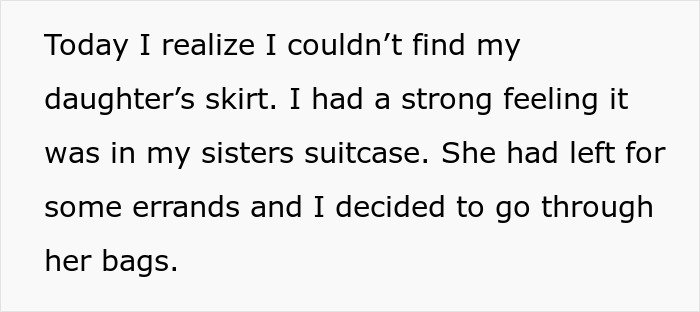 Text excerpt discussing a woman accused of stealing a 5-year-old niece’s skirt and the resulting suspicion.