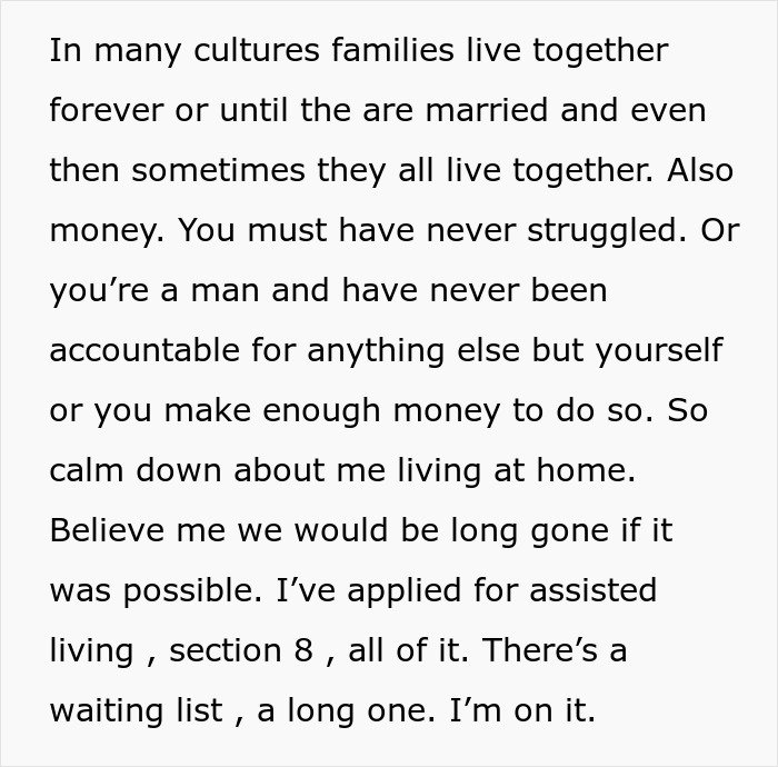 Text excerpt discussing family living arrangements and financial struggles, relating to woman stealing 5-year-old niece’s skirt.