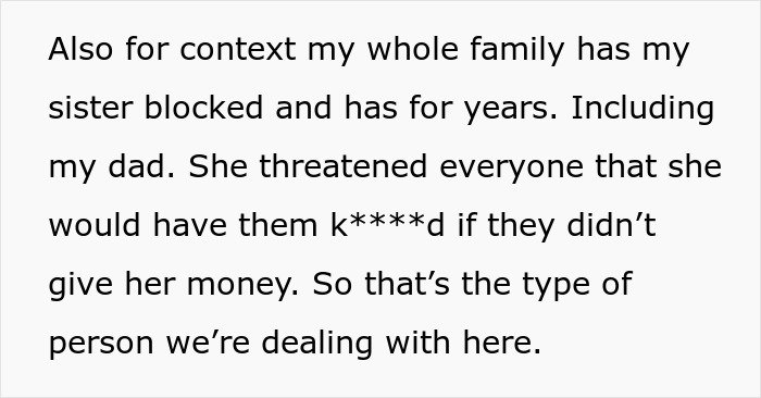 Text describing a family conflict involving a woman who steals her 5-year-old niece’s skirt and lies when confronted.