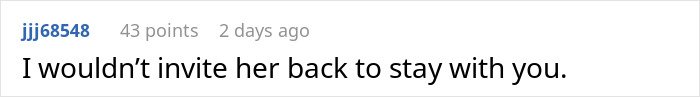Screenshot of an online comment discussing a woman who steals her 5-year-old niece’s skirt and lies when caught.
