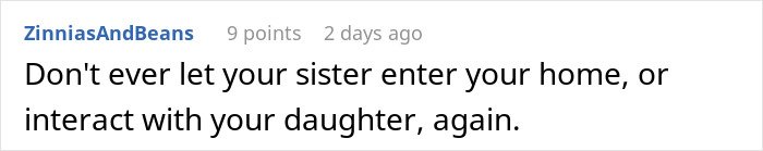 Screenshot of a social media comment about a woman stealing her 5-year-old niece’s skirt and lying when caught.