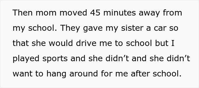 Text excerpt describing a daughter feeling isolated after mom blames her for picking dad in the divorce.