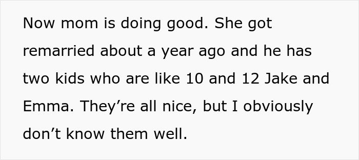Text excerpt about a mom who blames her daughter for picking dad in the divorce and refuses involvement.
