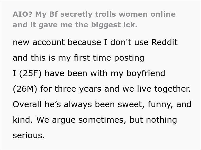 Woman finds out boyfriend is an internet troll and she was one of his victims in an online relationship.