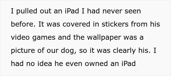 Text excerpt about discovering an iPad linked to an internet troll, hinting at a woman as one of his victims.