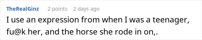 Screenshot of a forum comment containing explicit language about an unemployed woman cheating on her boyfriend with a jobless man.