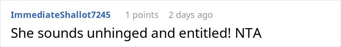 Screenshot of an online comment criticizing an unemployed woman for cheating and asking her ex to fund her life.