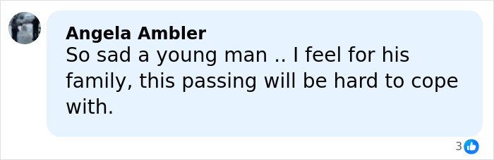 User comment expressing sympathy for a young man&rsquo;s family after a famous singer&rsquo;s plane crash death.