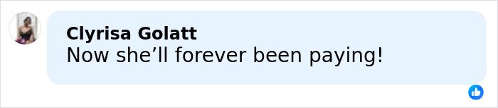 Screenshot of a Facebook comment reacting to TikTok influencer owing $1.75M after admitting an inappropriate act.