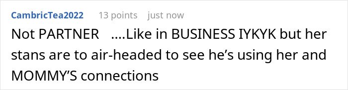 Comment on social media discussing Timothée Chalamet snubbing Kylie Jenner and others doing the same at Golden Globes event.