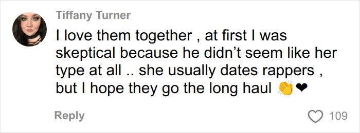 Comment by Tiffany Turner expressing hope for the relationship despite initial skepticism about Timothée Chalamet and Kylie Jenner.