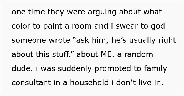 Text excerpt showing a guy emotionally invested after being added to a random family group chat for several months.