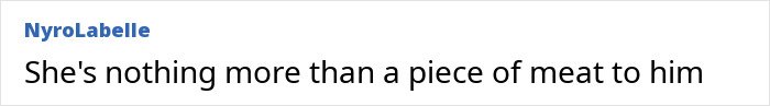 Text message screenshot showing the phrase "She's nothing more than a piece of meat to him" related to Timothée Chalamet and Kylie Jenner.