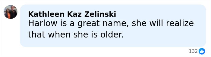 Comment by Kathleen Kaz Zelinski discussing Nicole Richie's 18-year-old daughter’s new name and its impact.