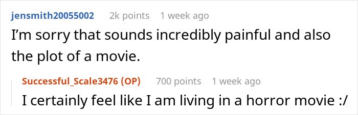 Screenshot of a Reddit conversation about a woman discovering she’s engaged to her first cousin during a family Christmas.