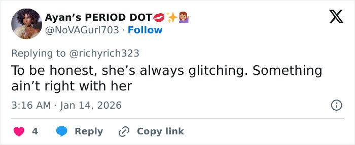 Screenshot of a tweet commenting on Alicia Silverstone glitching with concerns about her behavior and past controversies.