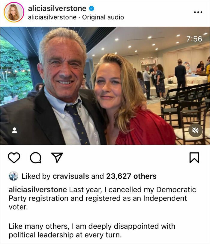 Alicia Silverstone posing with a man indoors, related to viral Golden Globes glitching and past controversies.