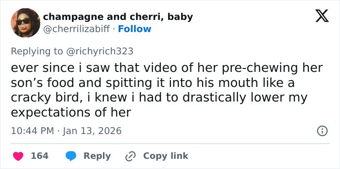 Tweet criticizing Alicia Silverstone mentioning past controversies and viral glitching incident at the Golden Globes event.