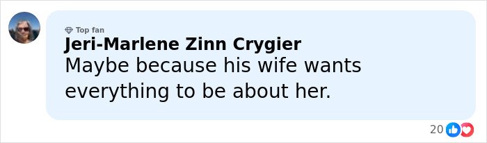 Comment from Jeri-Marlene Zinn Crygier expressing opinion on Nick Jonas walking out of Golden Globes, with 20 reactions.