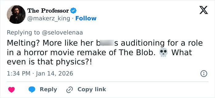 Tweet from The Professor reacting to Kylie Jenner’s Golden Globes seat photo, sparking heated online debate.