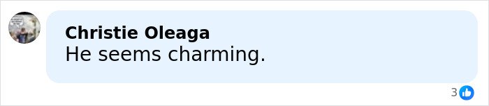 Comment section with user Christie Oleaga saying He seems charming, related to Sarah Jessica Parker feud with Chris Noth.