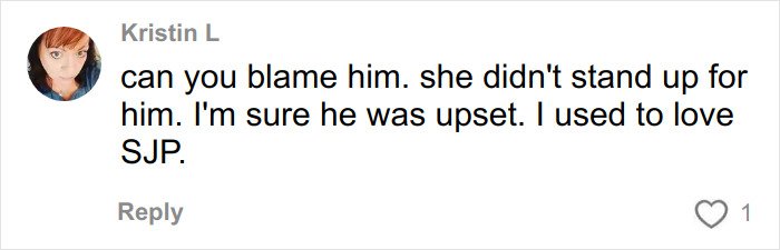 User comment on Sarah Jessica Parker feud with Chris Noth, expressing opinions about their conflict and past admiration.