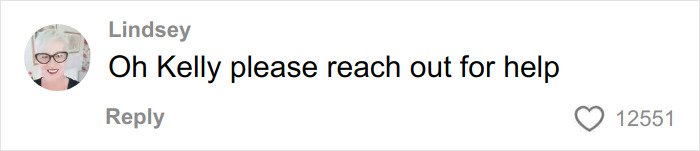 Fan comment urging Kelly Osbourne to seek help, expressing concern for her health after recent video appearance.