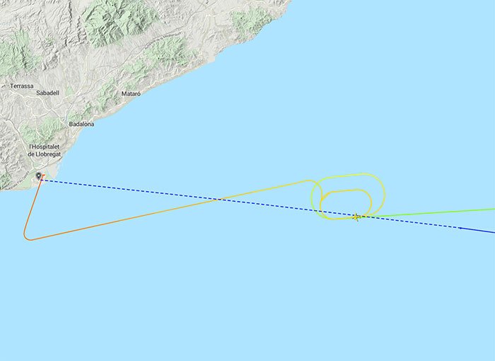 Flight path map showing fighter jets scrambled to escort passenger flight over suspicious WiFi hotspot name.