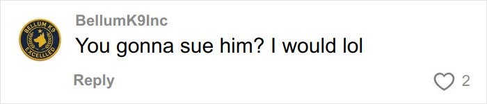 Comment from BellumK9Inc responding to a situation involving a bodybuilder removed from flight after fury at elderly passenger.