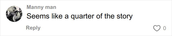 Comment from user Manny man stating 