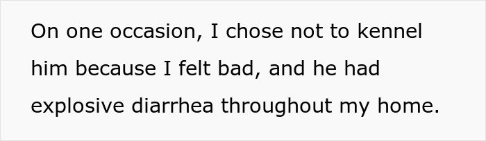 Text excerpt describing a woman struggling to handle her ex’s dog, mentioning a messy situation at home.