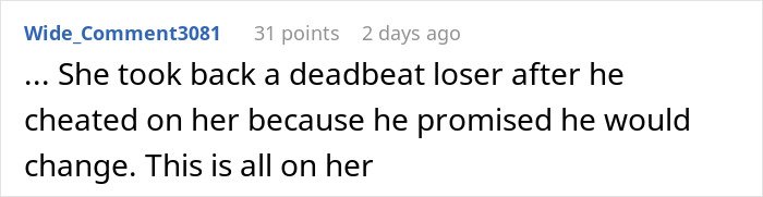 Comment expressing frustration about a woman who can’t handle her ex’s dog and threatens to take it to a shelter.
