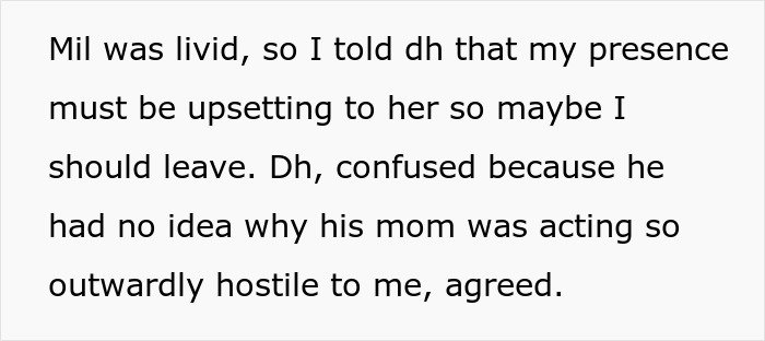 Text showing a conflict where MIL is upset and DIL considers leaving, highlighting the rearranged MIL’s furniture long game.