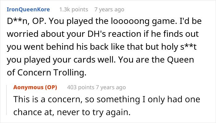 Reddit conversation discussing MIL and DIL conflict with strategic long game and furniture rearrangement tactics.