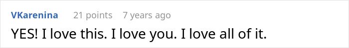 Screenshot of a social media comment expressing strong positive feelings about a post involving MIL and DIL.