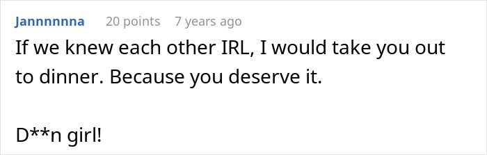 Screenshot of a comment praising a user’s confidence in the MIL and DIL long game with furniture rearrangement.