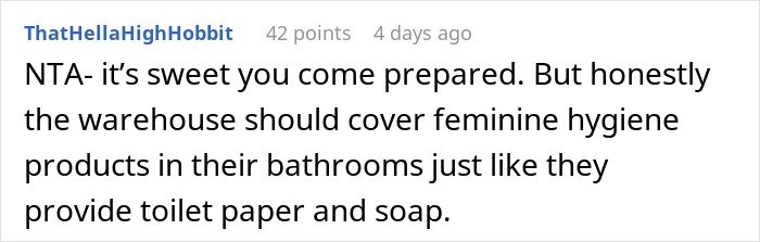 Screenshot of a Reddit comment discussing workplace issues after a woman reported a man to HR for inappropriate behavior.