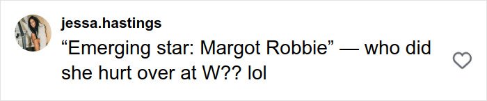 Comment questioning who was offended by Margot Robbie's underwater cover shoot, expressing disbelief and amusement.