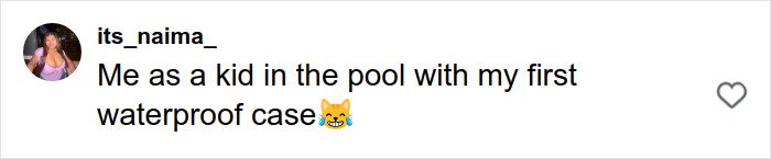 Screenshot of a TikTok comment comparing a child in a pool with a waterproof case to Margot Robbie’s underwater cover shoot.
