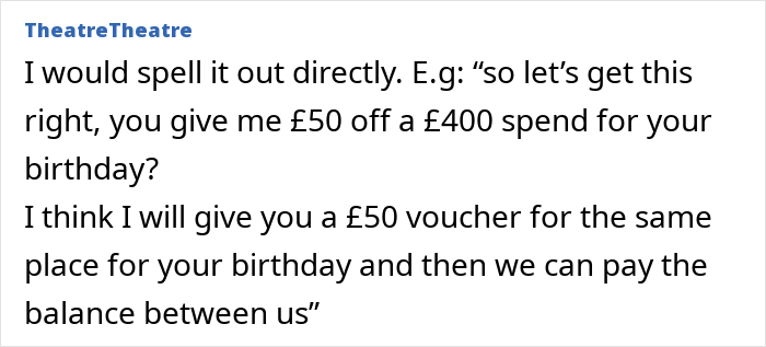 Text from an online forum where a woman discusses feeling ungrateful for husband’s gifts that people agree are abhorrent.
