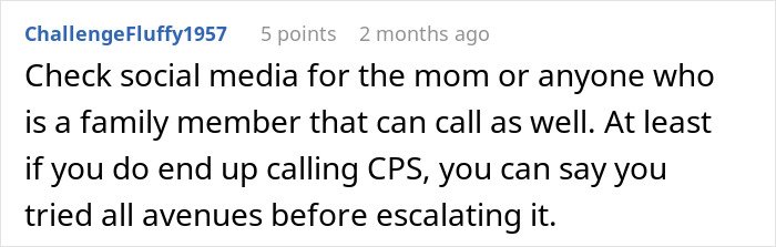 Comment text on a white background about checking social media for a mom of 6 stressed and overwhelmed while babysitting.