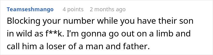 Comment about mom of 6 stressed and overwhelmed as brother blocks her number while babysitting his son.