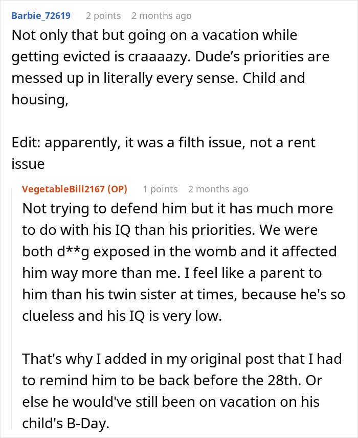 Commenters discuss a stressed mom of 6 overwhelmed while babysitting her brother's son after he blocks her number.