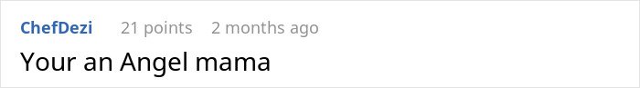 Screenshot of an online comment saying Your an Angel mama, related to stressed mom of 6 overwhelmed while babysitting.