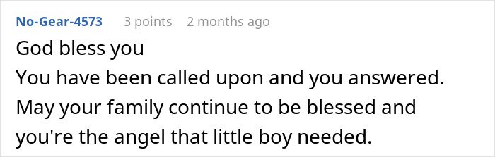 Comment expressing gratitude to a mom of 6 feeling stressed and overwhelmed while babysitting her brother’s son.