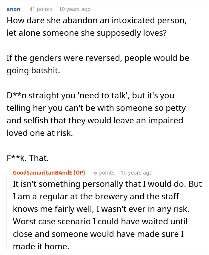 Reddit conversation discussing a guy’s heroic actions leaving him single and realizing he wasn’t the problem.