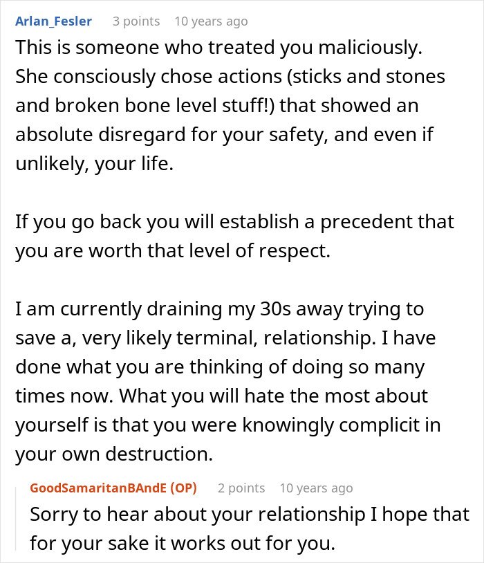 Forum comments discussing a guy’s heroic actions leaving him single and realizing he wasn’t the problem in the relationship.